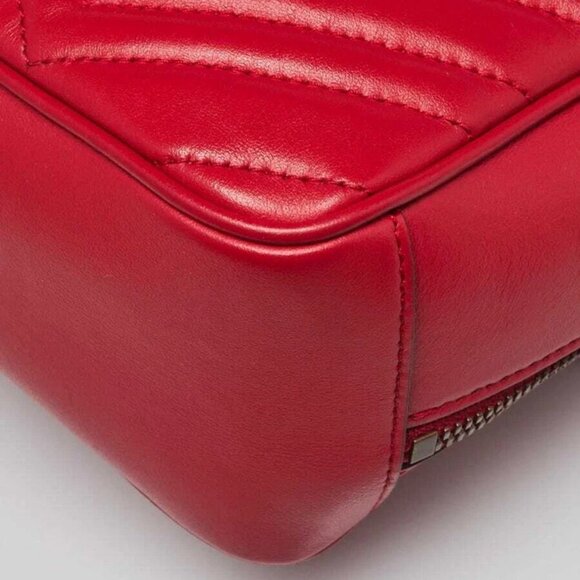 Gucci Red Quilted Leather Marmont Small Shoulder Bag - Picture 10 of 11